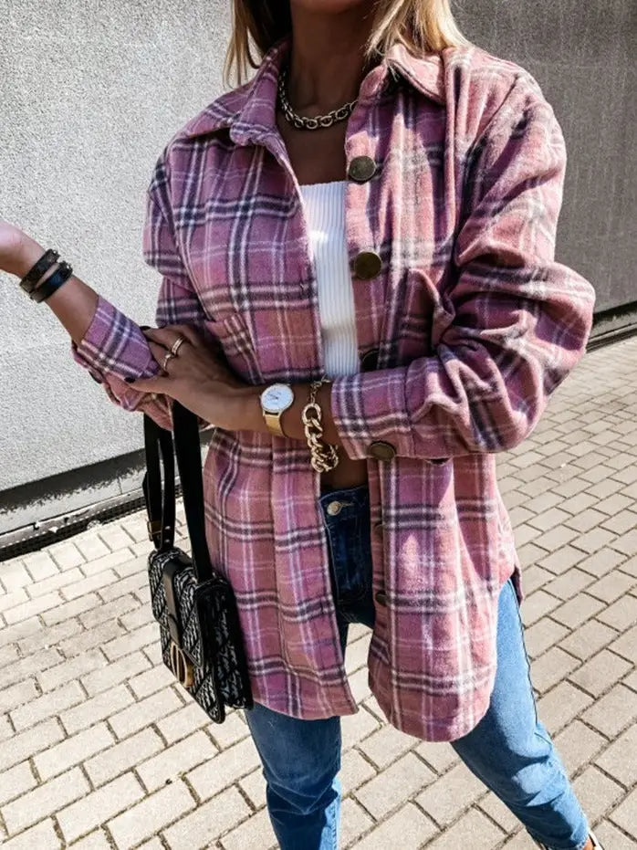 Veste-chemise oversize en lainage à carreaux