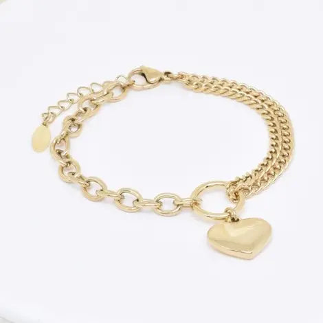 Bracelet coeur maillons en acier inoxydable