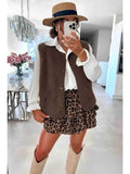 Gilet Teddy sans manches avec poches et boutons