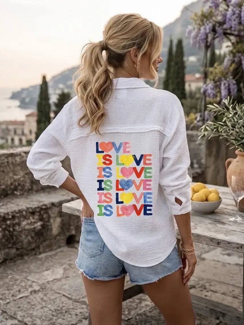 Chemise en gaze de coton LOVE IS LOVE