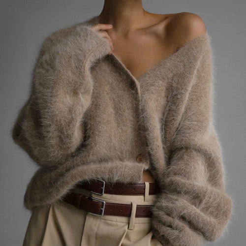 Cardigan en maille imitation vison douillet coupe ample