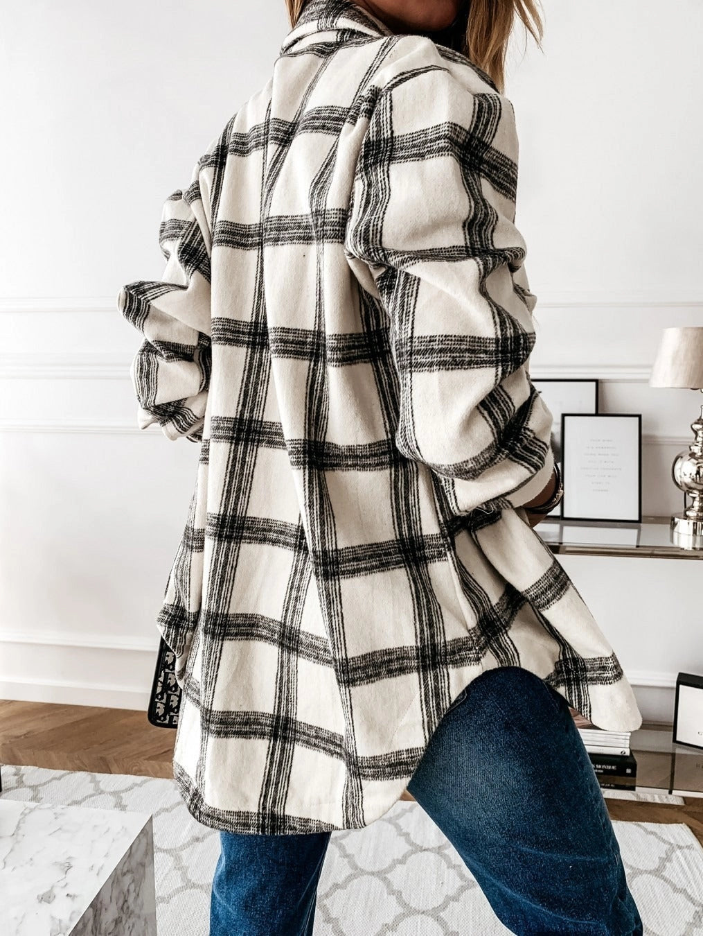 Veste-chemise oversize en lainage à carreaux